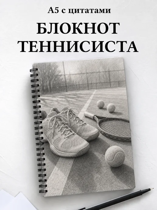 Блокнот теннисиста с мотивирующими цитатами
