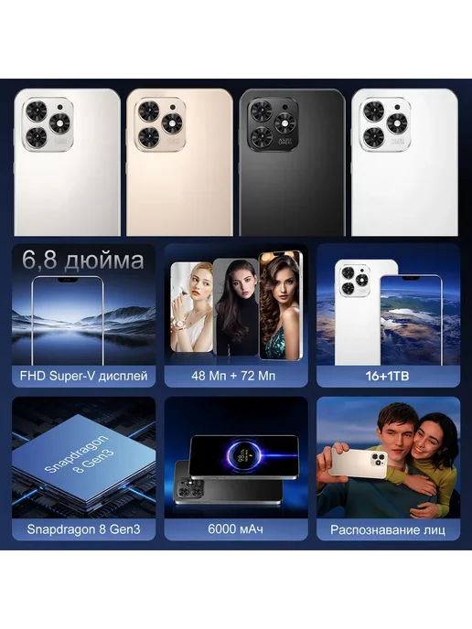 Смартфон Pro Max A16 Pro Max 16/1024 ГБ, серый, фото 7
