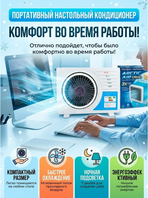 Мини-вентилятор настольный настенный охлаждающий, белый, фото 2
