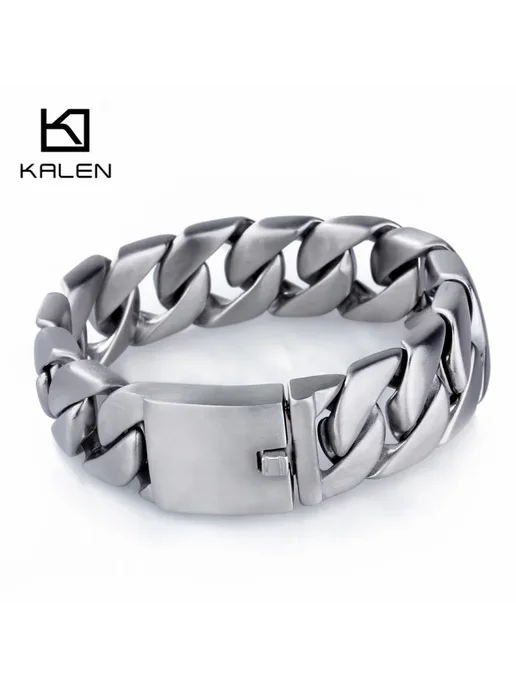 KALEN Браслет Heavy Chunky Cuban Link KB46543-D 19.5cm, серый, фото 2