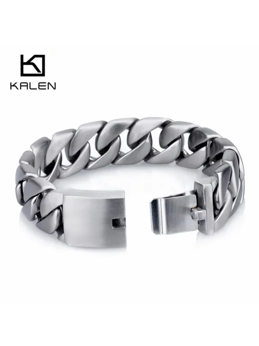KALEN Браслет Heavy Chunky Cuban Link KB46543-D 19.5cm, серый, фото 6
