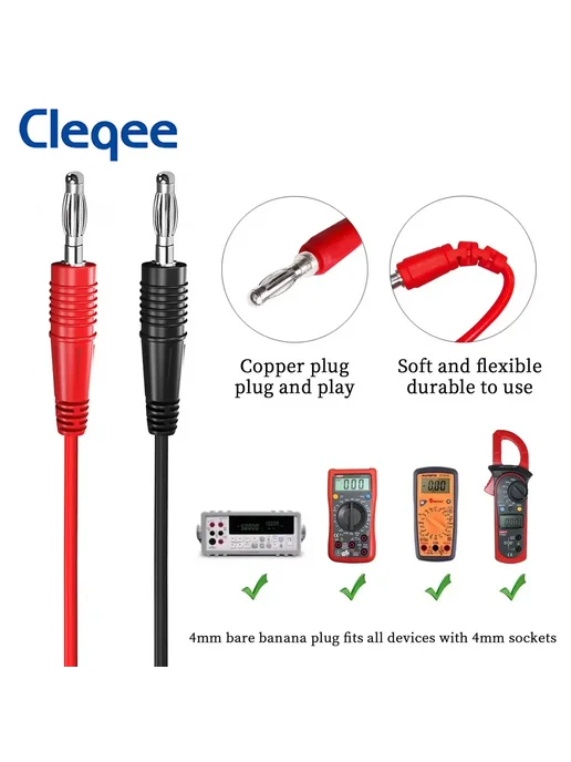 CLEQEE Провода для мультиметра P1039, 2шт, красный, 2 шт, фото 5
