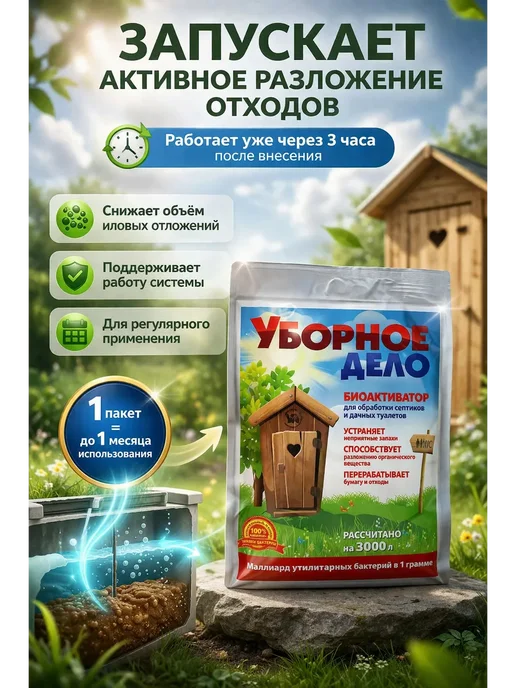 Чина03 Биоактиватор для септиков и выгребных ям 3000 л, 3000 л, фото 2