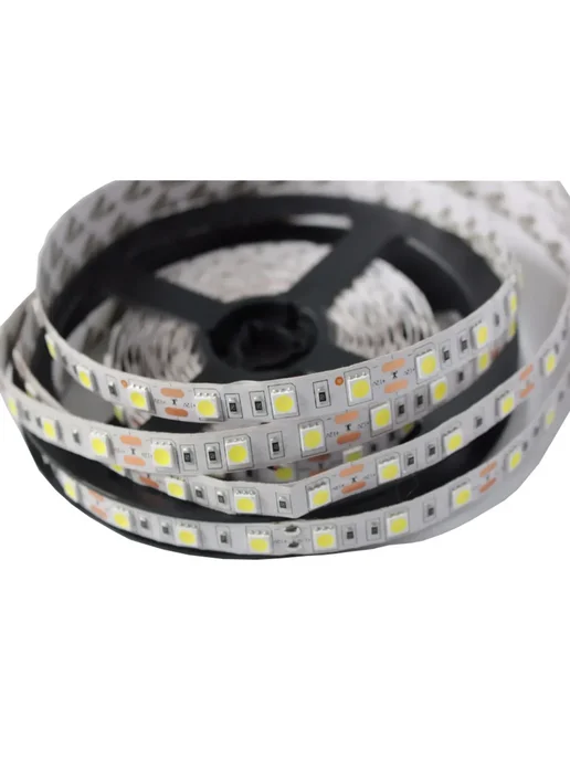 taslauk Светодиодная лента 5M RGB, теплый белый, 12V, IP65 Waterproo, белый