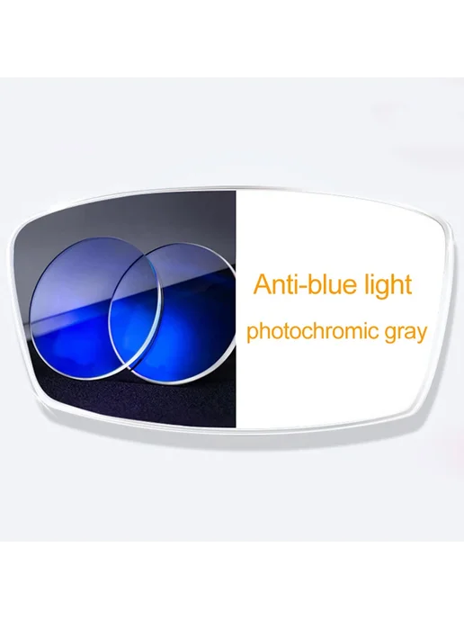 EOOUOOE Фотохромные линзы Anti-blue Gray, Синий, индекс 1.67, синий