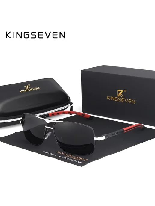 KingSeven Солнцезащитные очки алюминиевые polarized UV400, черный, фото 2