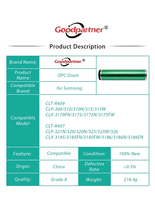 Goodpartner 1X барабан для Samsung CLP 310N 315W 320K 320N 320W 321N 325, 315 Вт, 320 Вт, фото 6