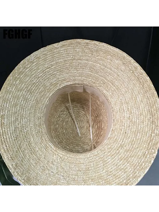 WZRYTTL Соломенная шляпа женская черная 12cm, черный, фото 5
