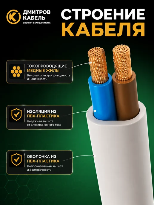 Дмитров-Кабель Провод электрический ПВС 2х6 мм 10 метров, 2x6 мм, 10 м, фото 2