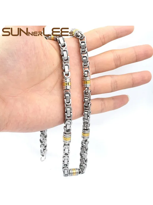 SUNNERLEES цепочка из нержавеющей стали 8 мм Silver 50 см, 8 мм Silver-Black 45, фото 3