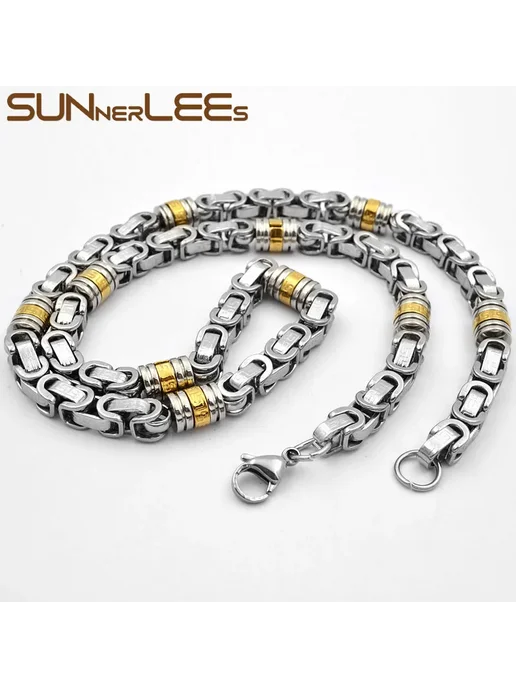 SUNNERLEES цепочка из нержавеющей стали 8 мм Silver 50 см, 8 мм Silver-Black 45, фото 4