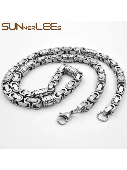 SUNNERLEES цепочка из нержавеющей стали 8 мм Silver 50 см, 8 мм Silver-Black 45, фото 5