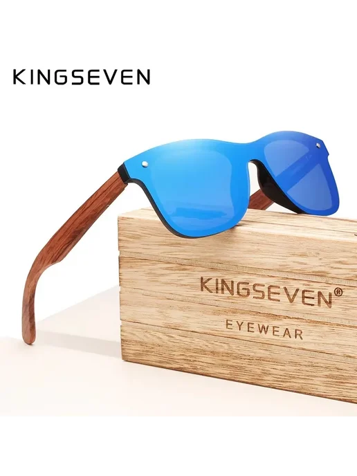 KingSeven солнцезащитные очки коричневые, черные линзы, серый, фото 2
