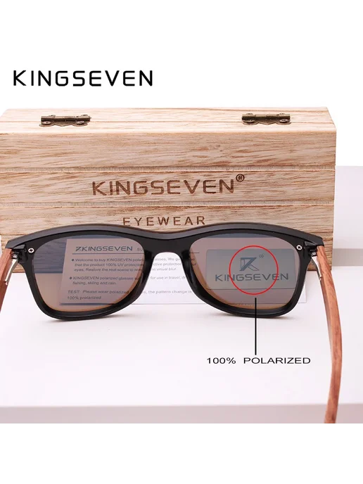 KingSeven солнцезащитные очки коричневые, черные линзы, серый, фото 6