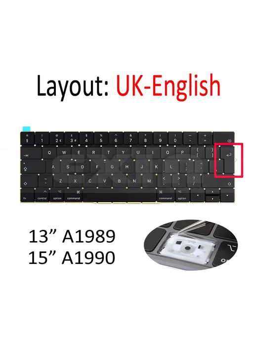 EXIN Клавиатура для Macbook Pro A1989 A1990 2018 Черный, Swe, черный, фото 4