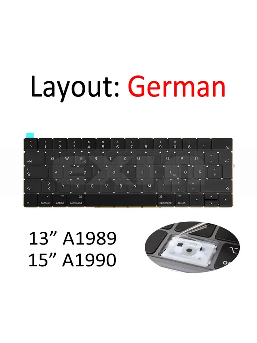EXIN Клавиатура для Macbook Pro A1989 A1990 2018 Черный, Swe, черный, фото 6