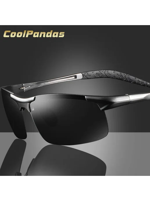 COOLPANDAS Мужские солнцезащитные очки Silver-black UV400, вариант, фото 3