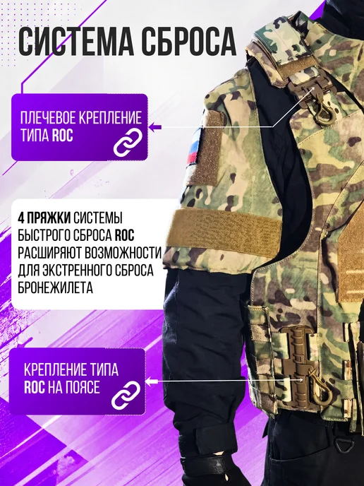 Бронежилет тактический с бронеплитами Бр3 военный мультикам, белый, фото 3