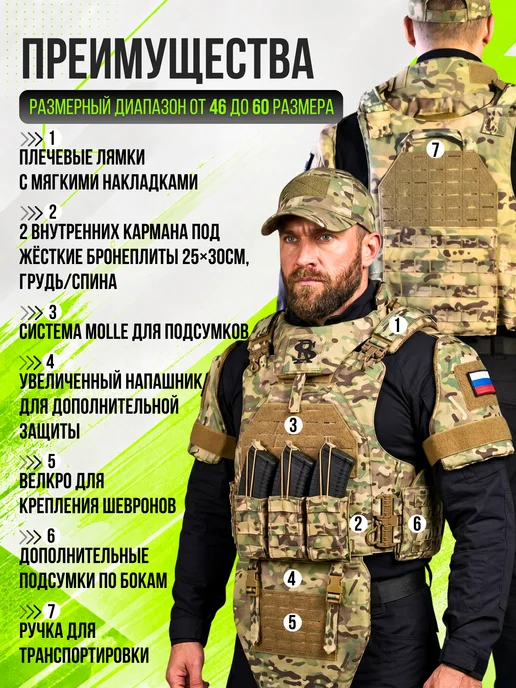 Бронежилет Бр5 с баллистикой Бр2 разгрузочный жилет MOLLE, белый, фото 3