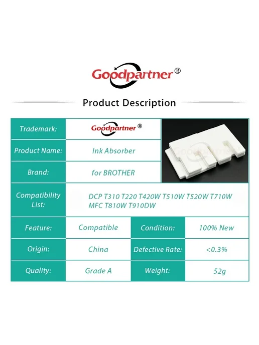Goodpartner Комплект из 10 поглотителей чернил для принтеров, черный, фото 6
