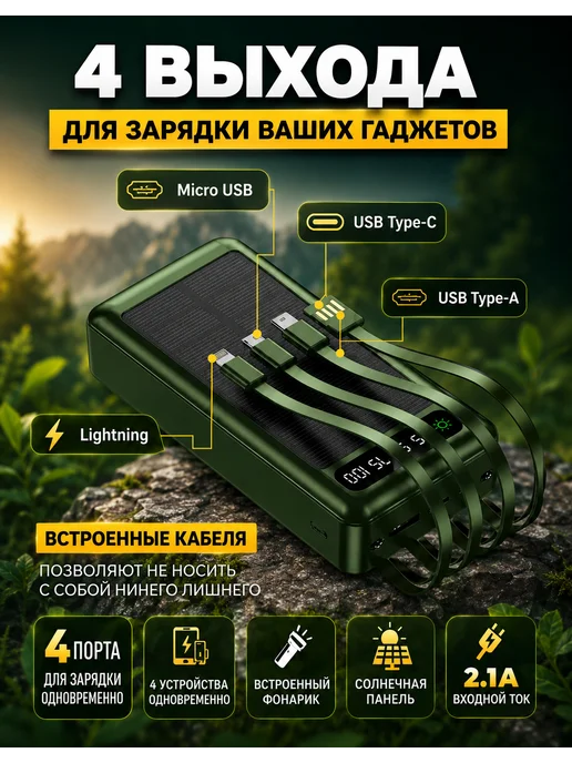 Повербанк 50000 мАч портативный аккумулятор, 50000 мАч, фото 2