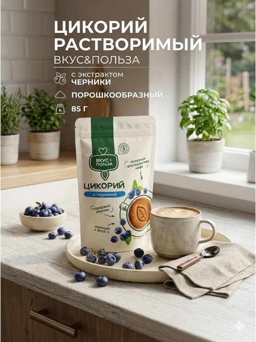 Цикорий растворимый с экстрактом черники 85г, 85 г