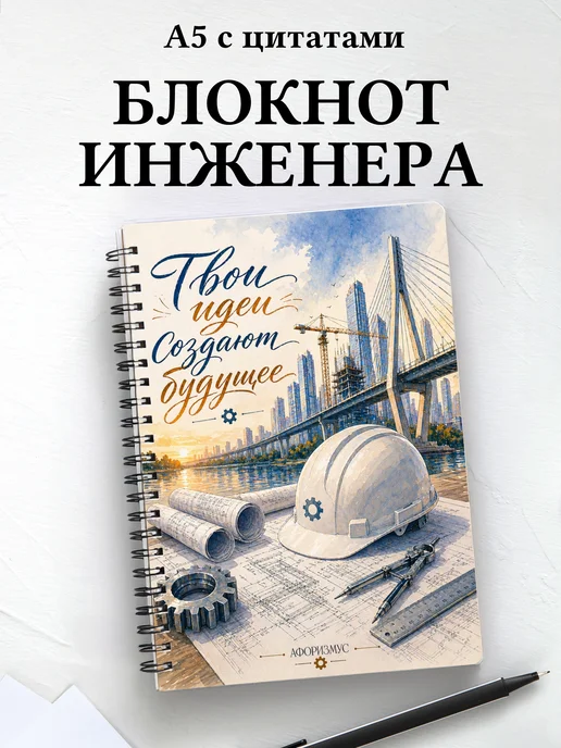 Блокнот инженера, архитектора с мотивирующими цитатами