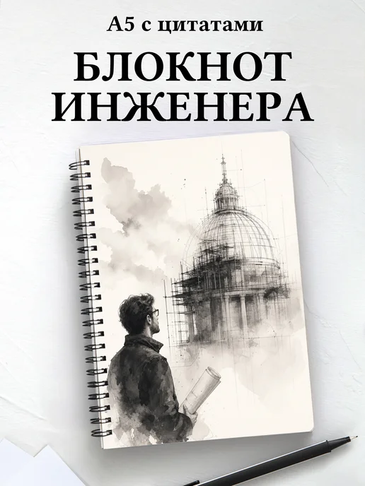 Блокнот инженера, архитектора с мотивирующими цитатами