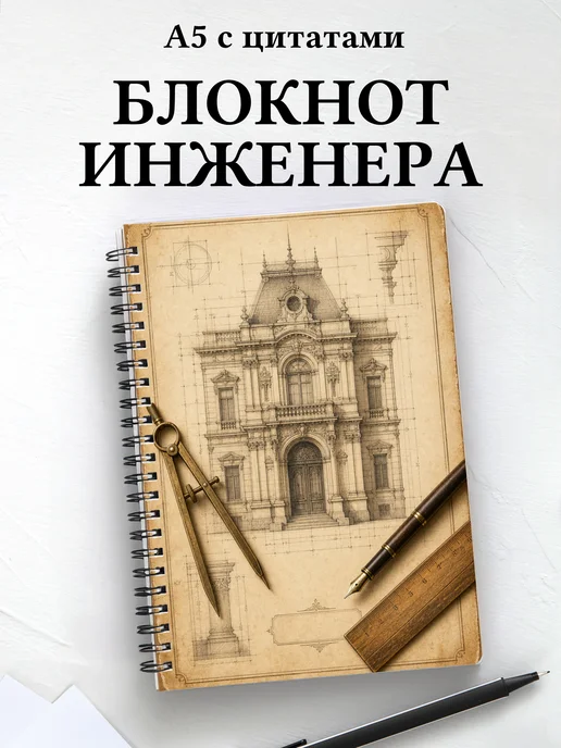 Блокнот инженера, архитектора с мотивирующими цитатами