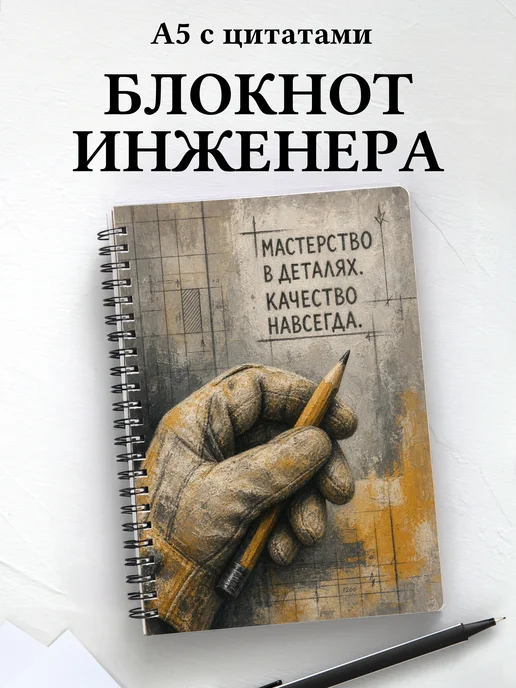 Блокнот инженера, архитектора с мотивирующими цитатами