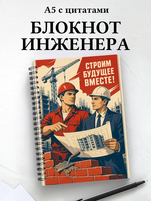 Блокнот инженера, архитектора с мотивирующими цитатами