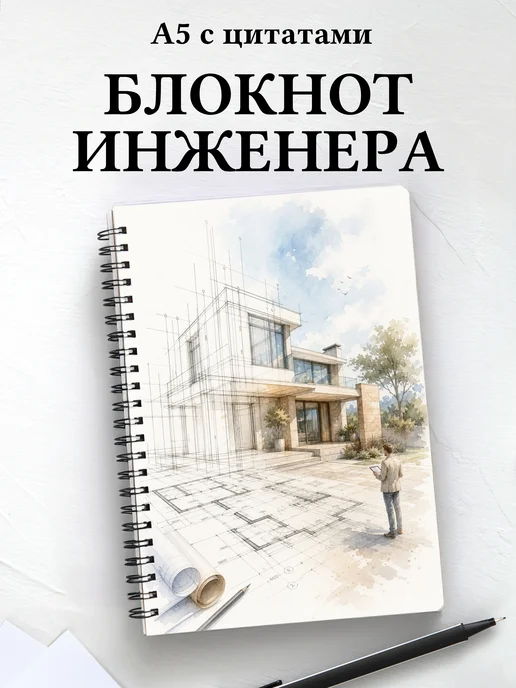 Блокнот инженера, архитектора с мотивирующими цитатами