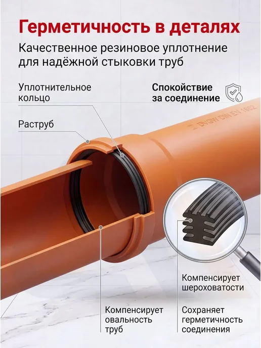 VALFEX Труба канализационная 110 мм, 1 м, 1 м, фото 4