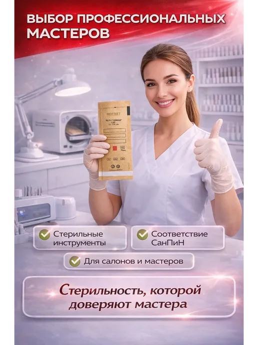 Novalin New Крафт пакеты для стерилизации инструментов для автоклава, су…, 100 шт, фото 3