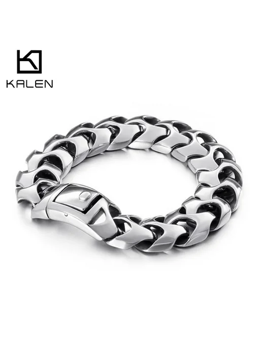 KALEN Мужской браслет из нержавеющей стали, 19 см, Width-9mm, серый, фото 2