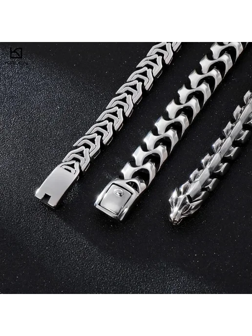 KALEN Мужской браслет из нержавеющей стали, 19 см, Width-9mm, серый, фото 7