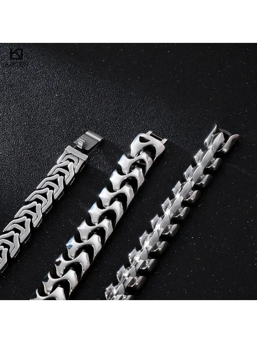KALEN Мужской браслет из нержавеющей стали, 19 см, Width-12m, серый, фото 6