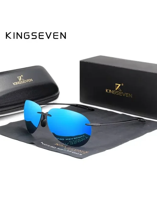 KingSeven Солнцезащитные очки без оправы, Green G15, зеленый, фото 2