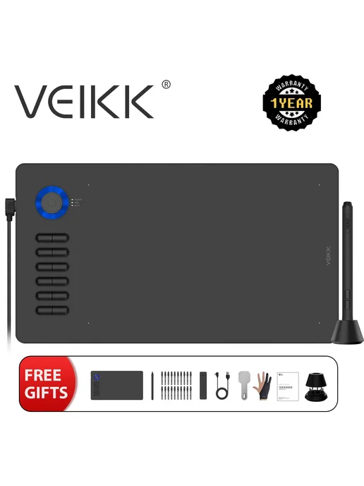 VEIKK Графический планшет A15PRO Черный, A15ProGray Film Cas, черный