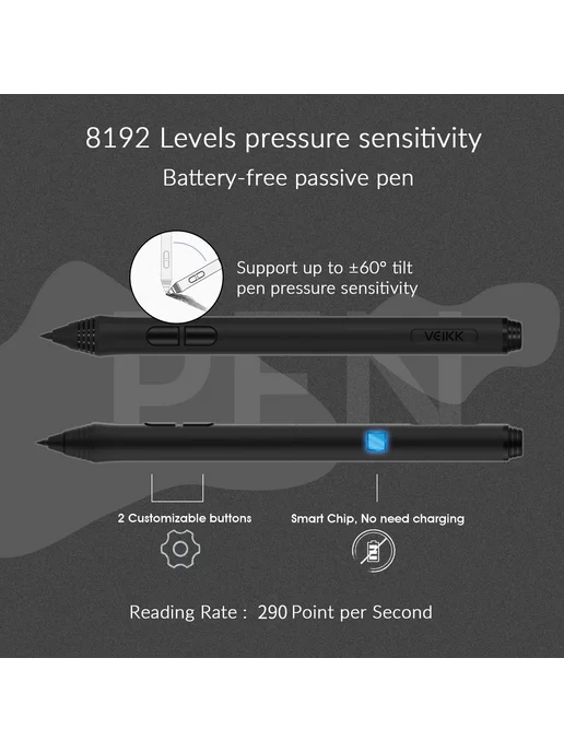 VEIKK Графический планшет A15PRO Черный, A15ProGray Film Cas, черный, фото 4