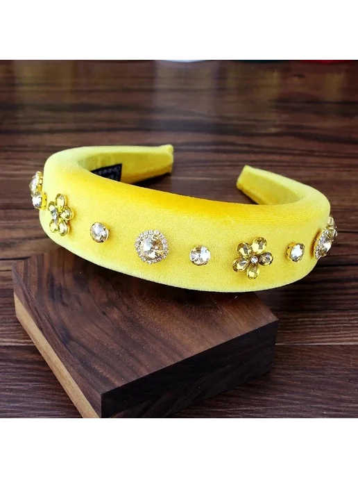 Hello Beauty Хрустальная корона для волос yellow, желтый