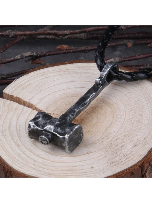 Vikings Jewelry Ожерелье Мьёльнир Тора, 70 см, кожаная цепочка, вариант, фото 3