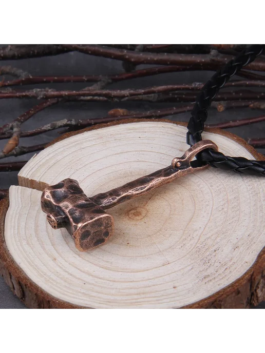 Vikings Jewelry Ожерелье Мьёльнир Тора, 70 см, кожаная цепочка, вариант, фото 6