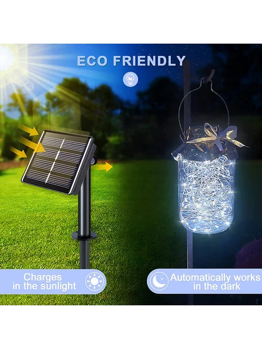 KIKIELF Солнечная гирлянда 7M, 50 LED, теплый белый, белый, фото 6