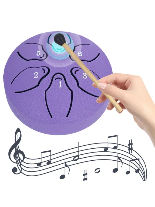 Стальной Rain Drum 3" 6 нот для йоги и улиц, фиолет, фиолетовый, фото 3
