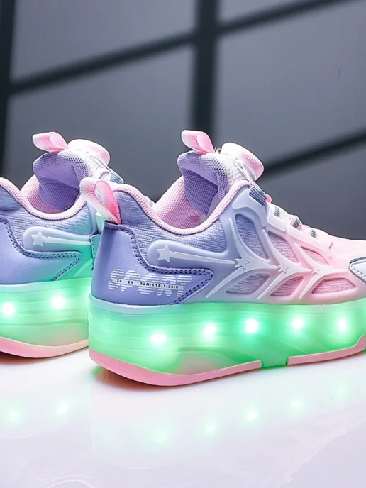 Heelys Кроссовки ролики для девочки мальчиков с подсветкой37, розовый, фото 3