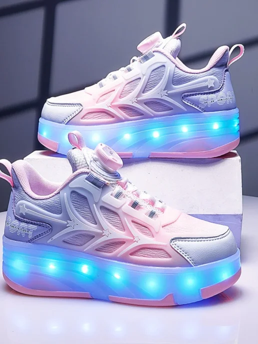 Heelys Кроссовки ролики для девочки мальчиков с подсветкой37, розовый, фото 4