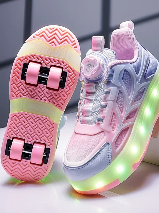 Heelys Кроссовки ролики для девочки мальчиков с подсветкой37, розовый, фото 5