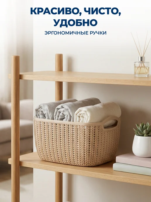 GT Корзина для хранения с ручками 21х16х10см, серый, фото 6
