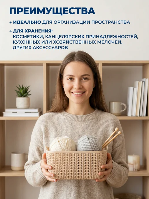 GT Корзина для хранения с ручками 21х16х10см, серый, фото 7